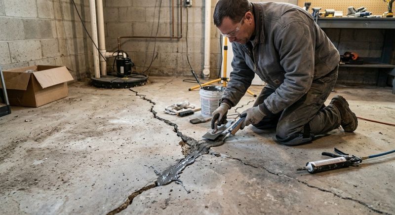 Cracked Basement Floor Repair in Andover, MA