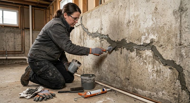 Cracked Basement Floor Repair in Andover, MA
