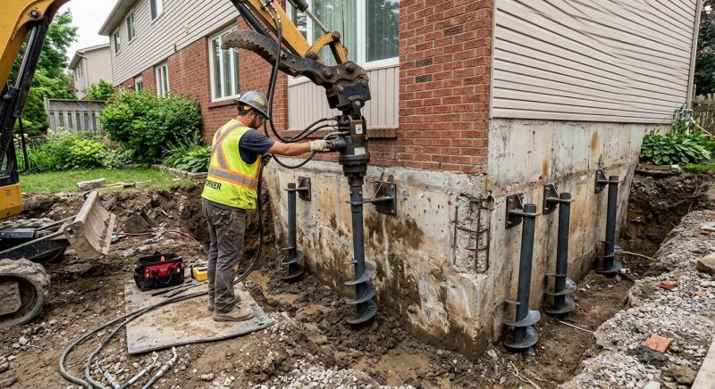 Helical Piers Installation in Andover, MA