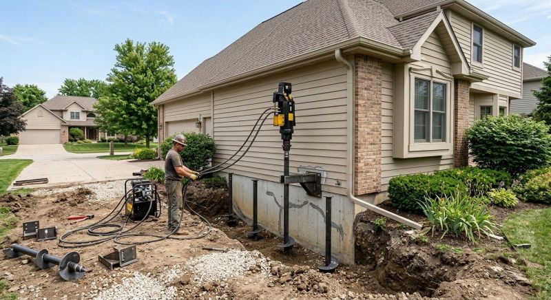 Helical Piers Installation in Andover, MA