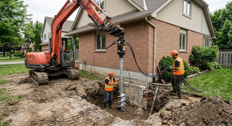 Helical Pile Installation in Andover, MA